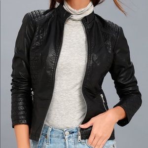 Heartlines Black Vegan Leather Moto Jacket